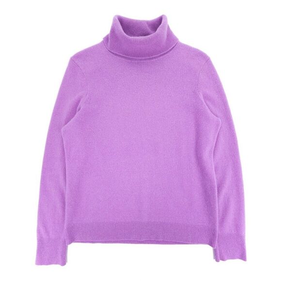 TALBOTS 100% Cashmere Classic Turtleneck Sweater Minimal Ribbed Lilac Purple